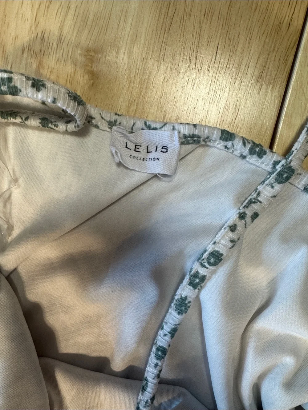 Le Lis White Camisole Slip Dress with Green Floral Print